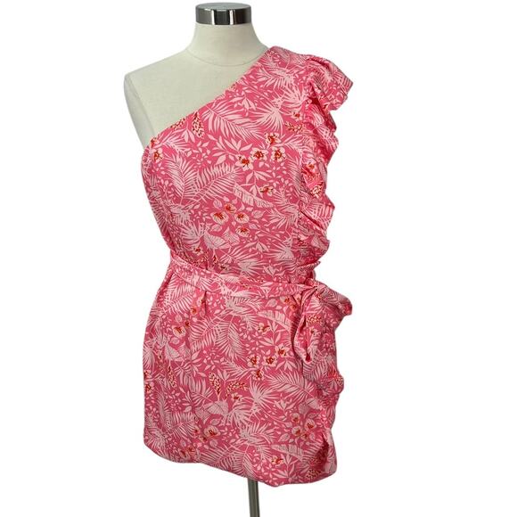 LOVERS + FRIENDS Seana Tropical Pink One Should Ruffle Dress SZ XL - Picture 2 of 13